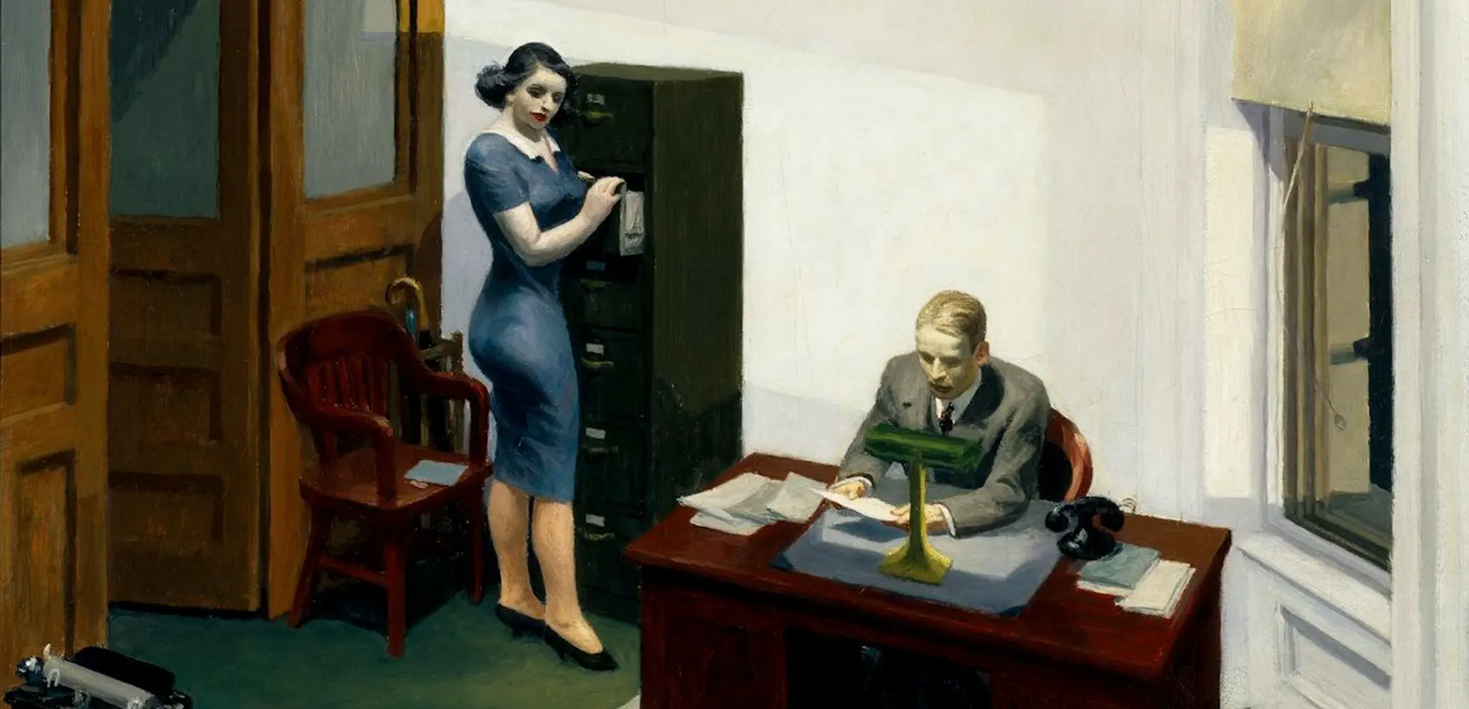 Edward Hopper, Office at night (kantoor bij nacht), 1940.