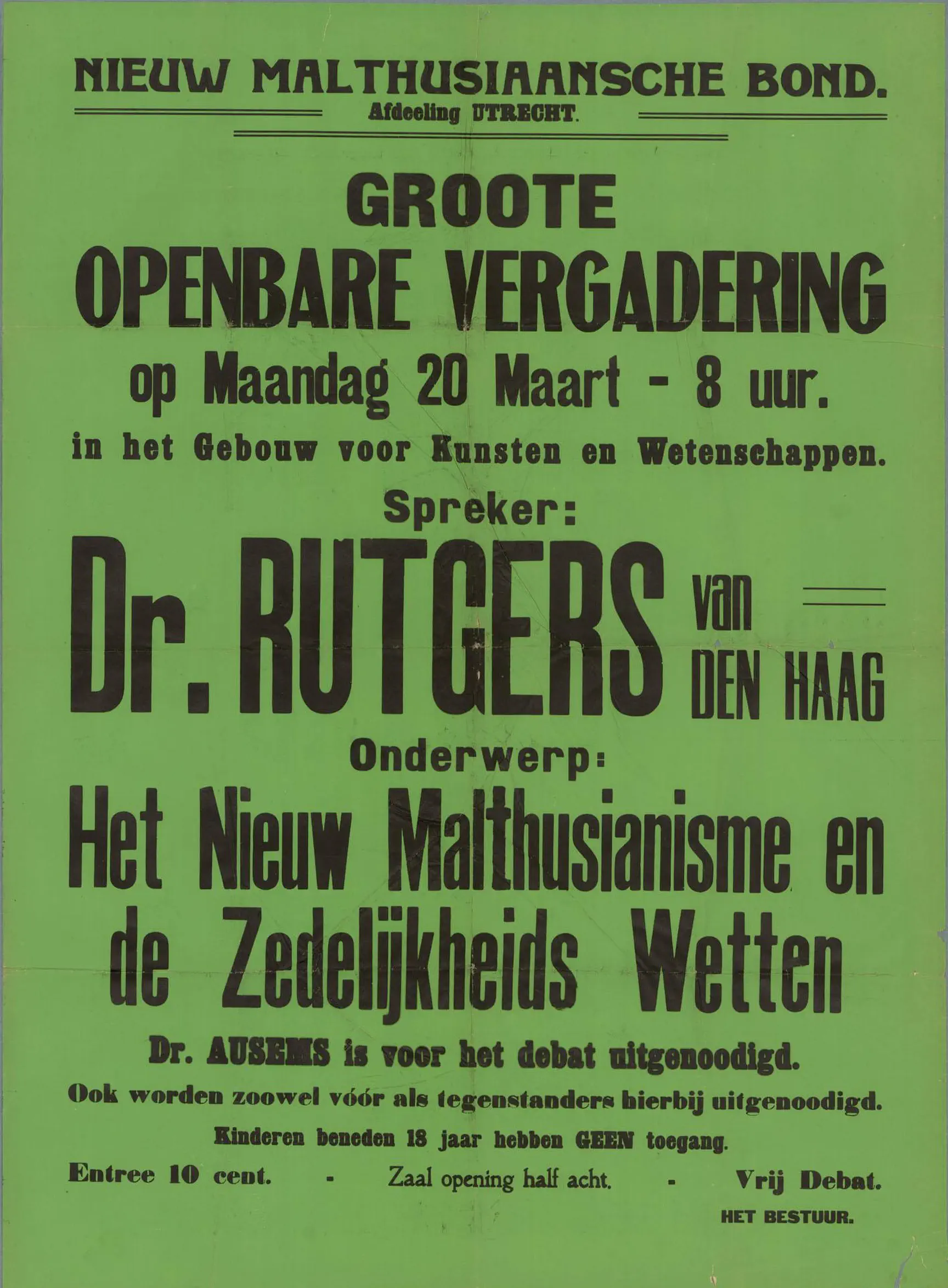 Poster van een bijeenkomst van de NMB in 1922.