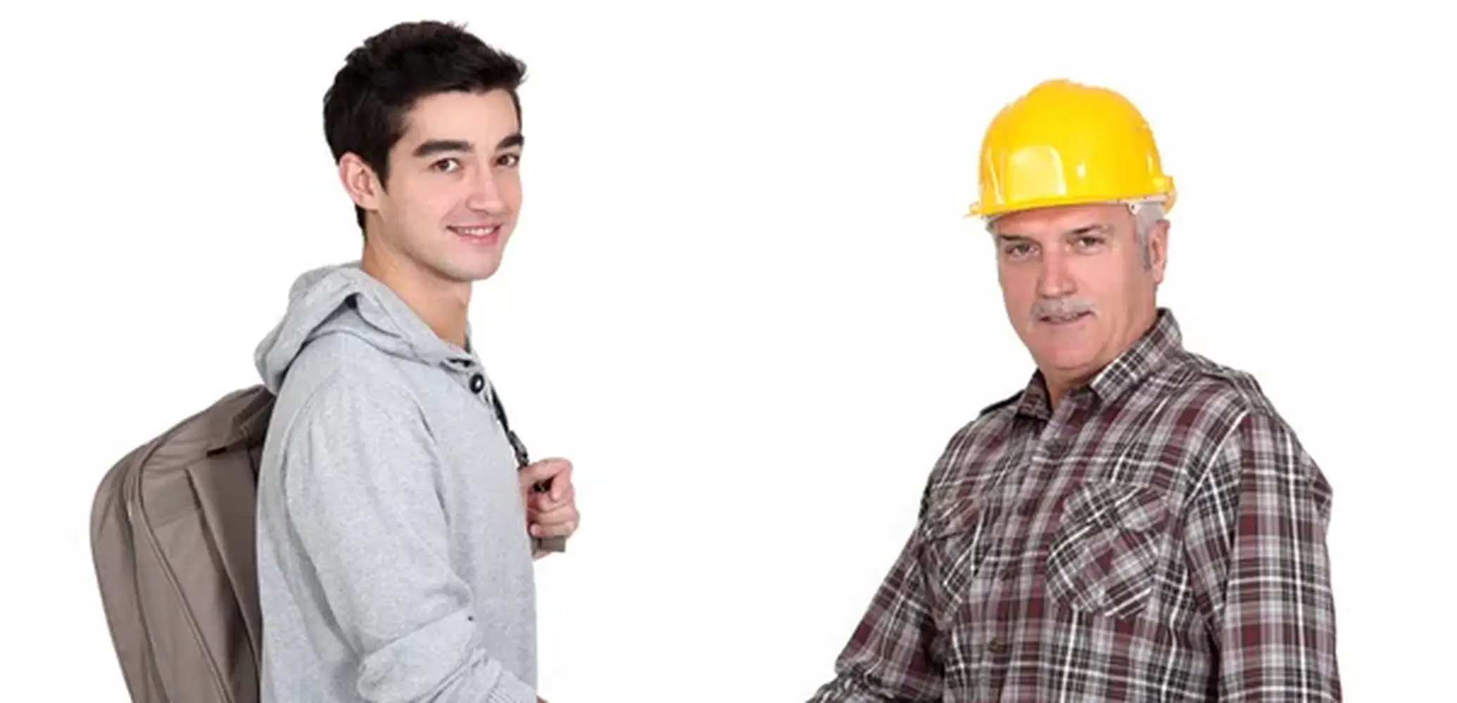 Jan-Joeri (links, tevens in politiek opzicht) draagt een vest van Balenciaga (800€) en een arbeidersrugzak van de Zeeman (12€).