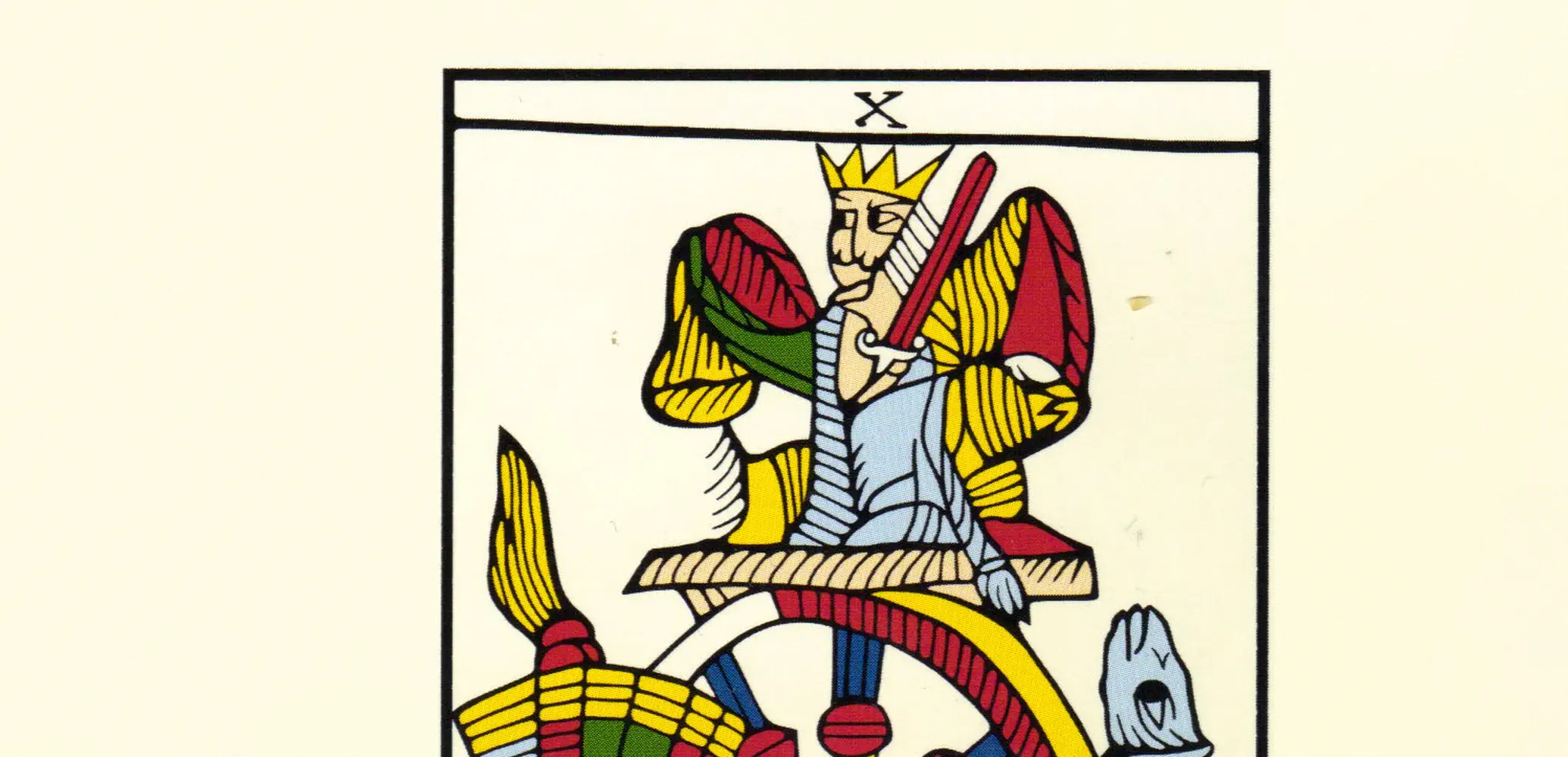 Het rad van fortuin uit het tarot van Marseille.